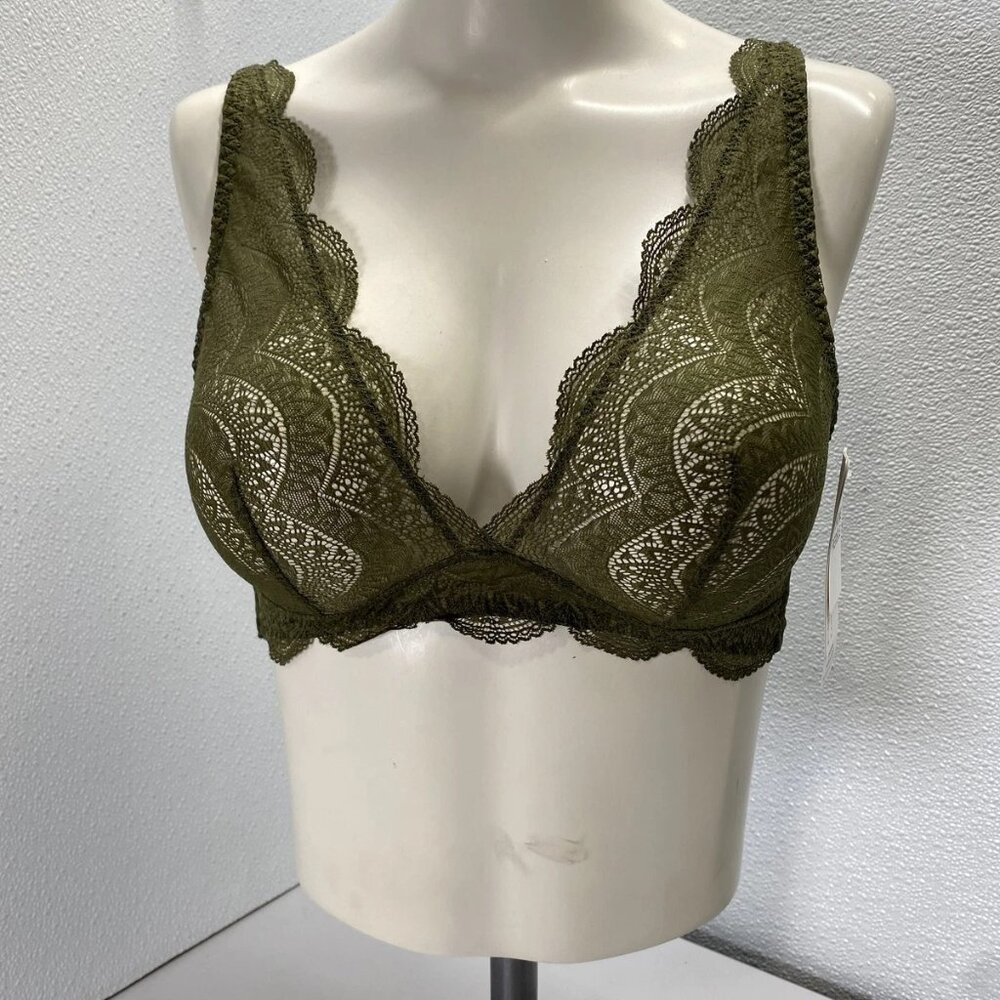 NEW SIMONE PERELE Women's Karma Lace Unlined Bralette – Size L – Adventure Green